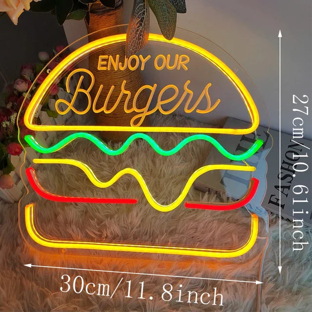 Taavita Fast Food Sign – Illuminated LED Tacos Design Night Light for Restaurants and Kitchens