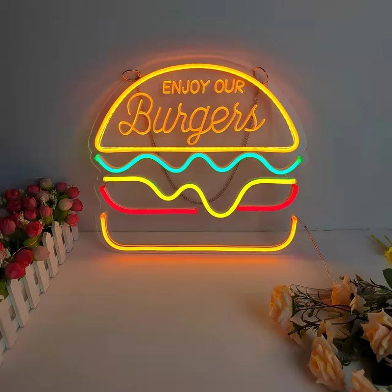 Taavita Fast Food Sign – Illuminated LED Tacos Design Night Light for Restaurants and Kitchens