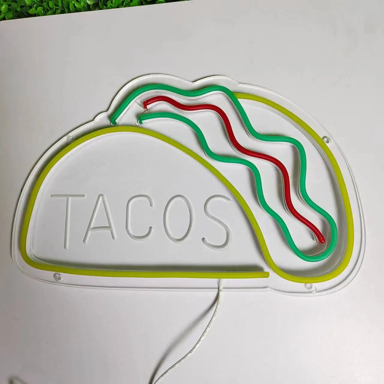 Taavita Fast Food Sign – Illuminated LED Tacos Design Night Light for Restaurants and Kitchens