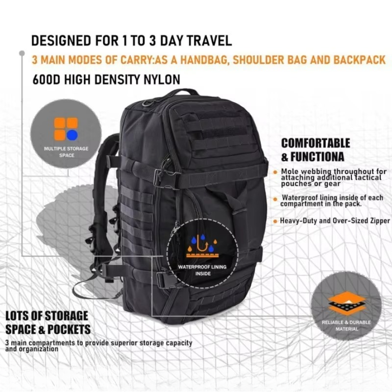 Waterproof Travel Backpack with Ergonomic Support and Large Capacity