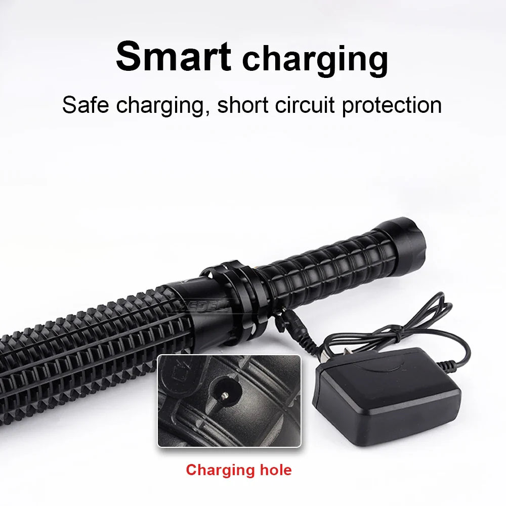 High-Power XHP120 LED Tactical Flashlight with Zoom and Waterproof Design
