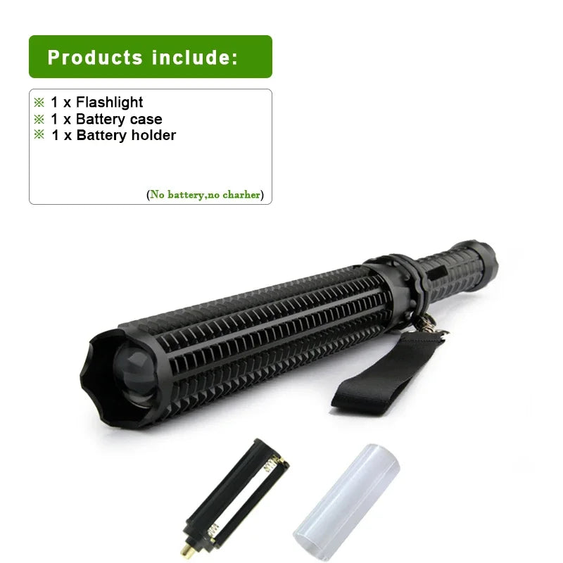 High-Power XHP120 LED Tactical Flashlight with Zoom and Waterproof Design
