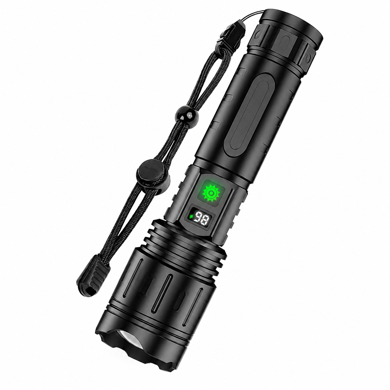 Rechargeable LED Flashlight with 100,000 Lumens – 5 Lighting Modes for Outdoor Use
