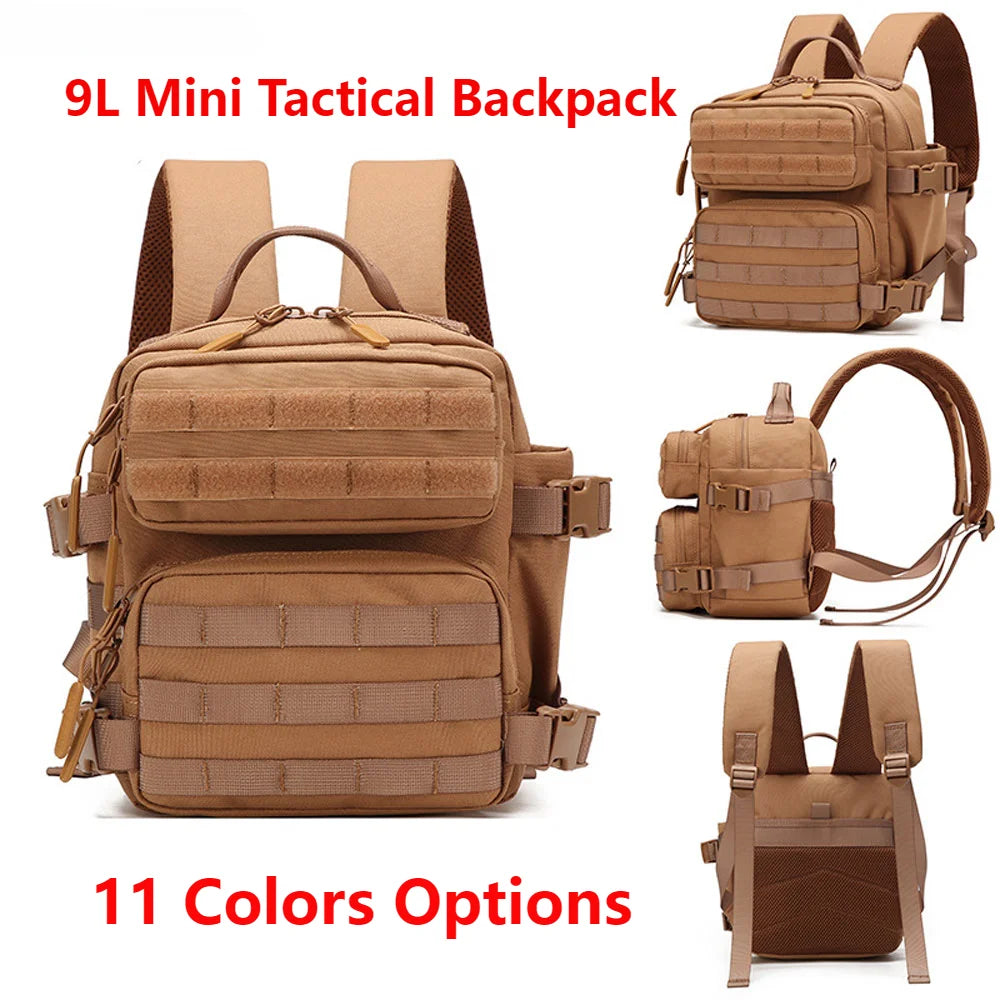 9L Compact MOLLE Backpack – Durable Mini Rucksack for Hiking and EDC