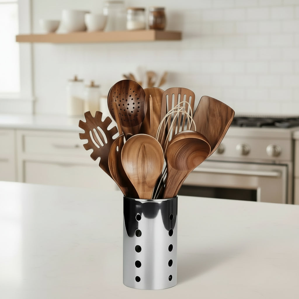 EcoCraft Teak Kitchen Utensil Collection, 11-Piece Set