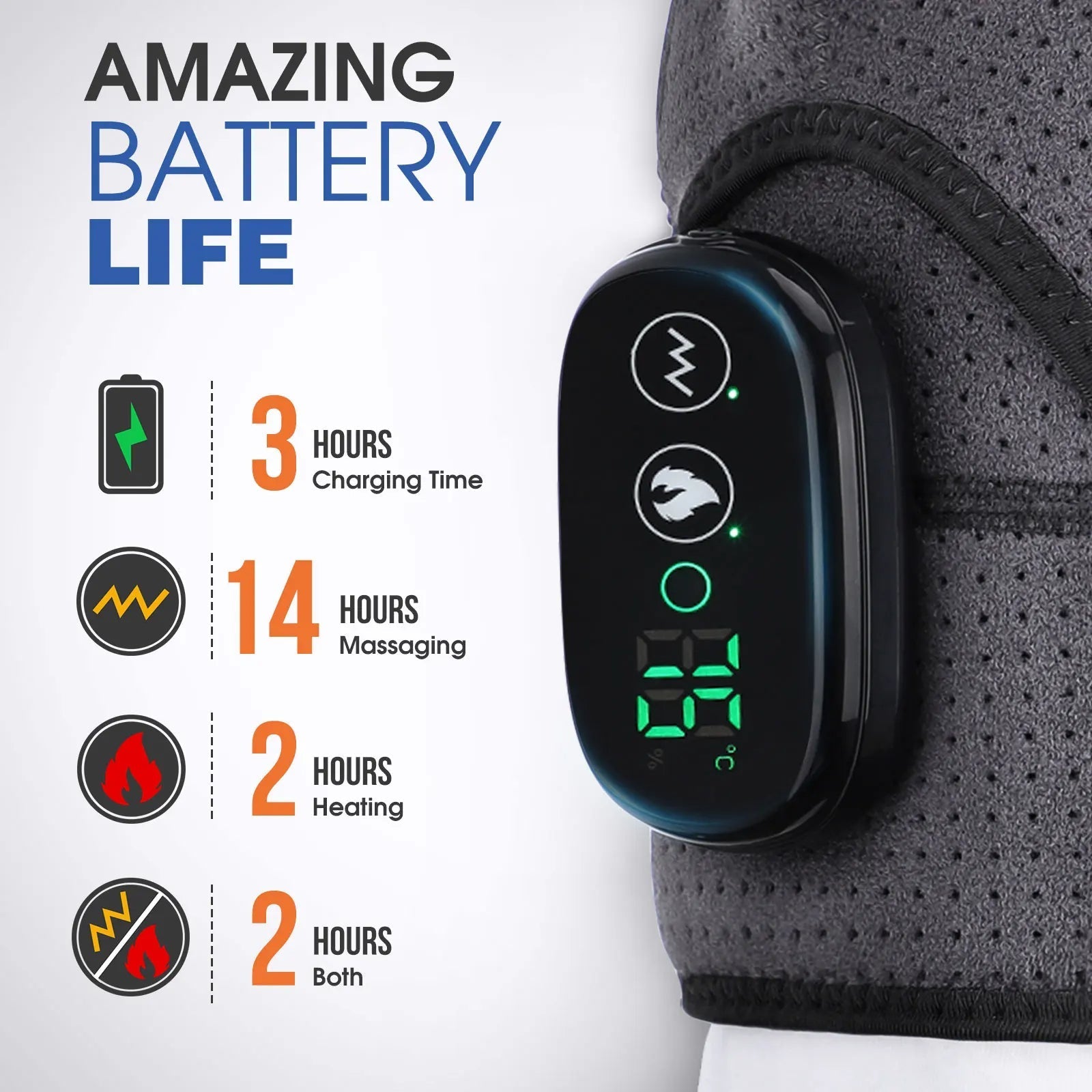 Rechargeable Cordless Shoulder Therapy Belt with Heat & Vibration – 3 Settings 40–75°C, LED Screen