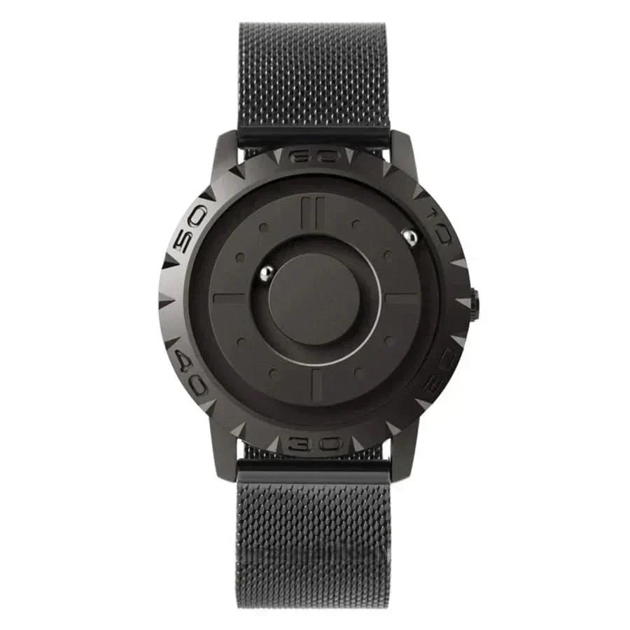 Magnetic Sphere Watch with Stainless Steel Frame and Mesh Strap