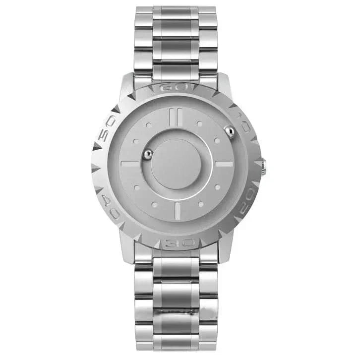 Magnetic Sphere Watch with Stainless Steel Frame and Mesh Strap