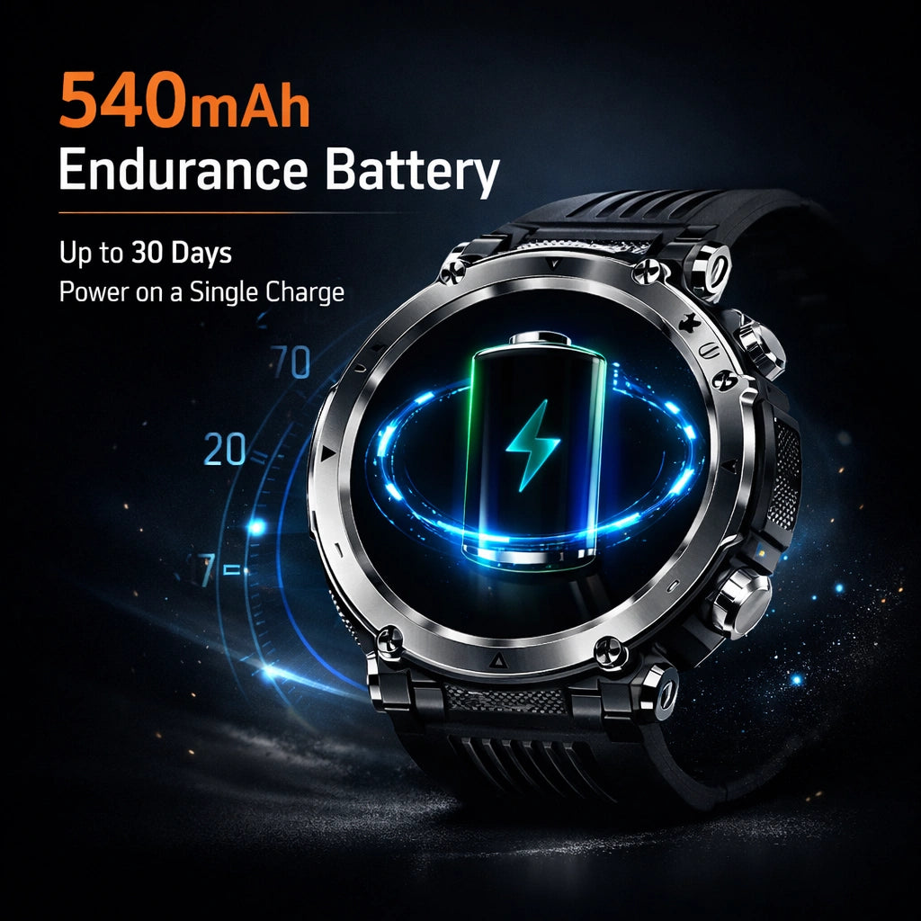 Rugged Smartwatch with GPS and Health Monitoring for Outdoor Use
