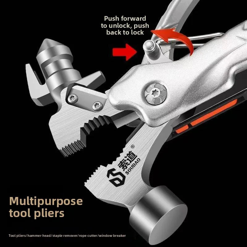 Tactical Hammer Multi-Tool Kit with 10 Functions for Outdoor Use
