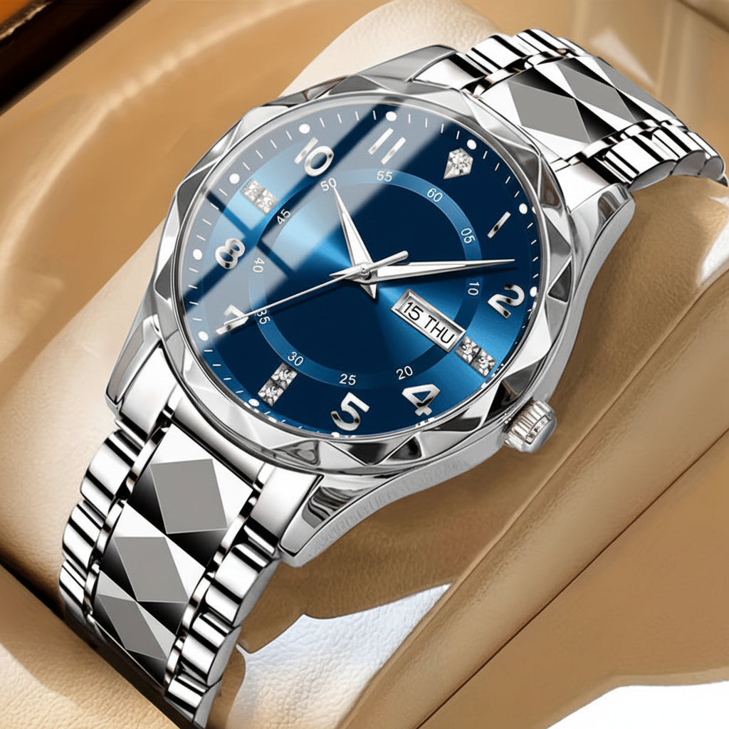 Multifunctional Chronograph Sports Watch with Dual Display and Durable Build