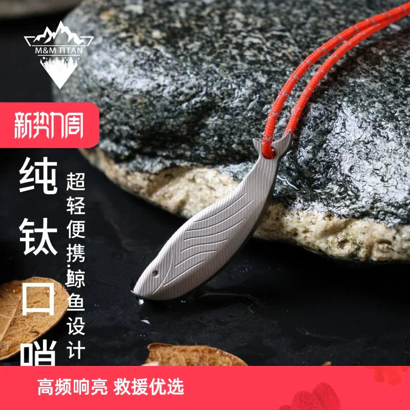 Lightweight Titanium Whistle for Outdoor Safety – Fish-Shaped, High-Frequency Sound