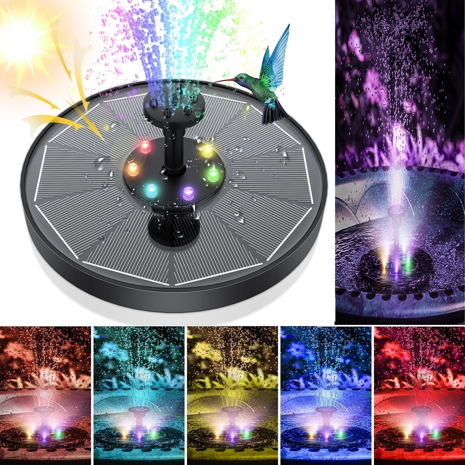 Solar Water Fountain with Adjustable Spray – Eco-Friendly Outdoor Feature