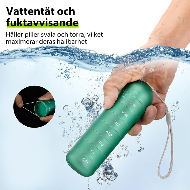7-Day Waterproof Pill Organizer – Portable Aluminum Storage Case