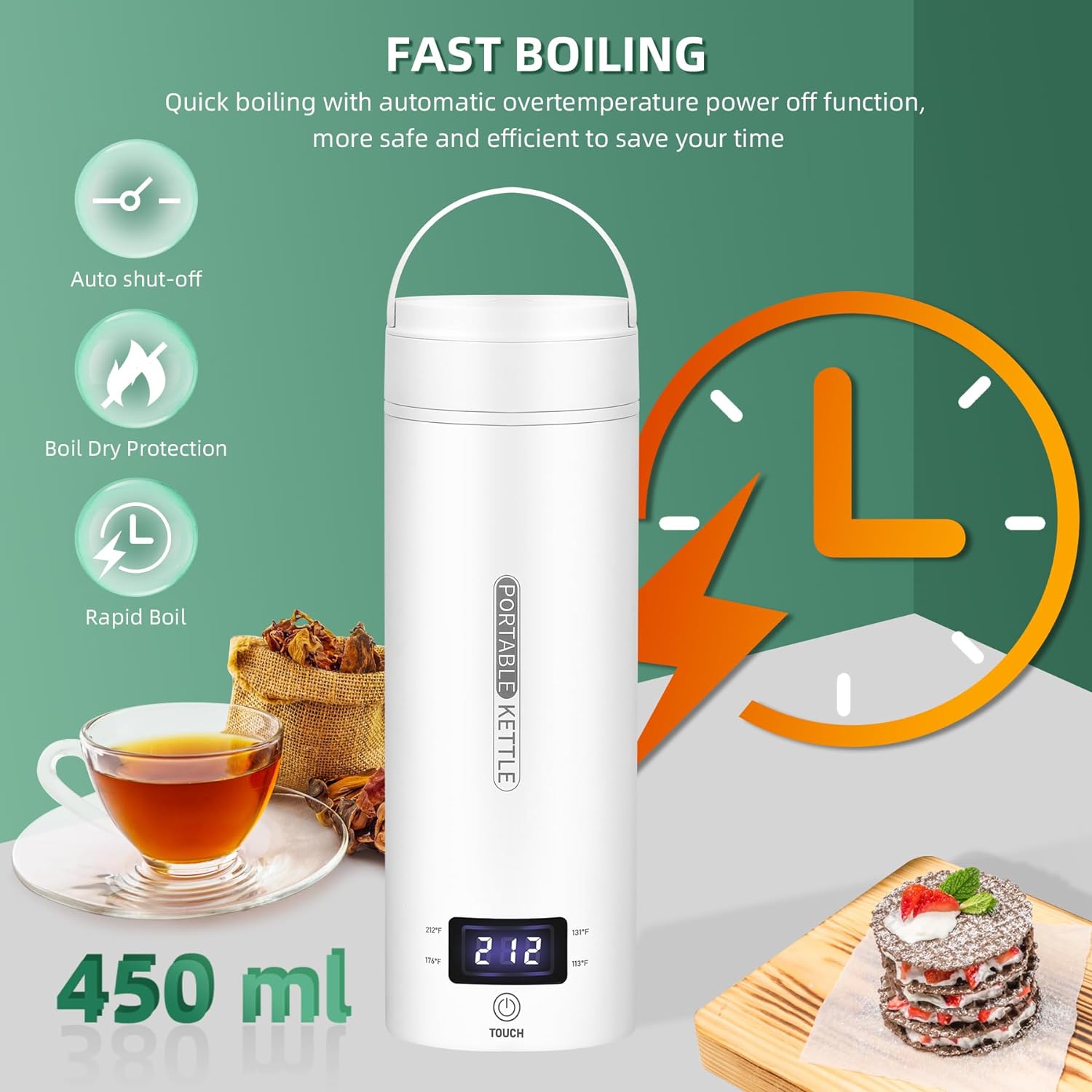 Compact 1L Electric Kettle for Hot Drinks with Smart Temperature Control