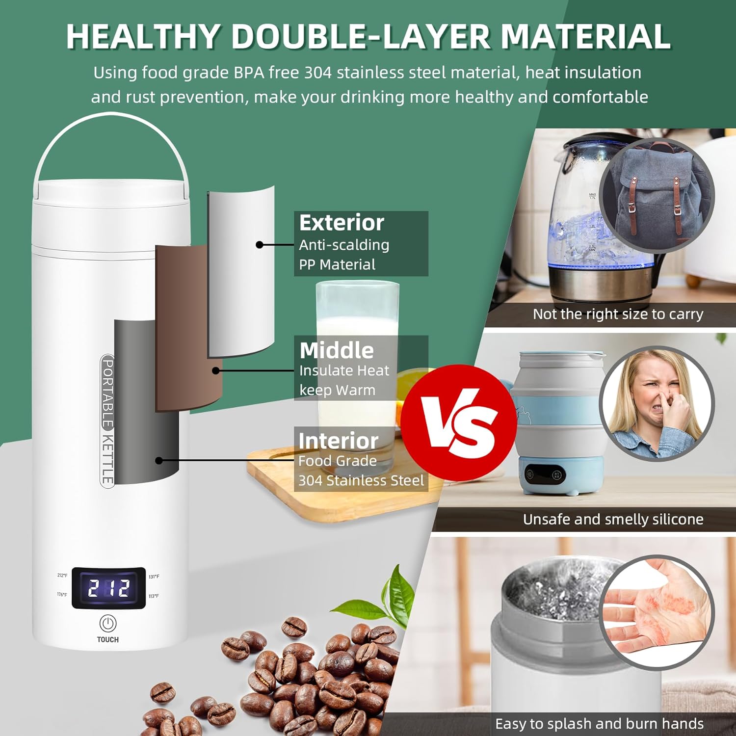 Compact Electric Kettle for Travel – Smart Temperature Control