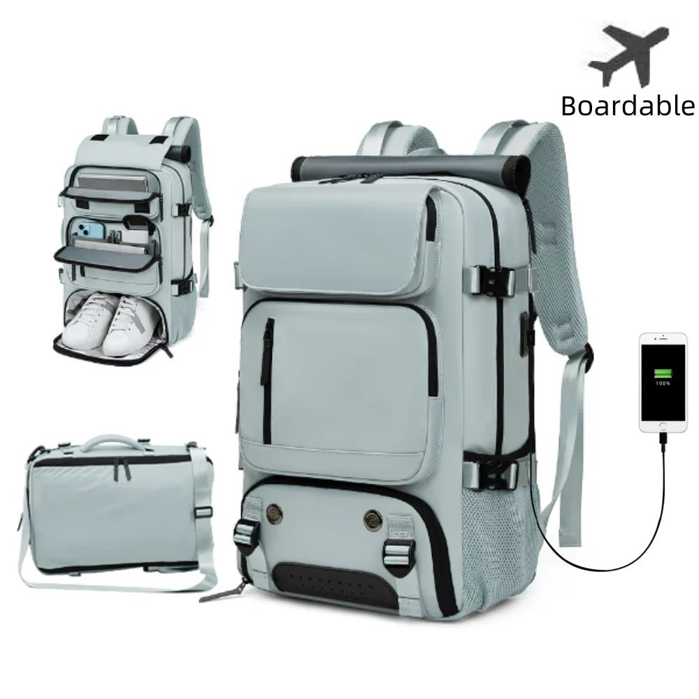 Waterproof Backpack for Travel with USB Port and Shoe Storage Compartment