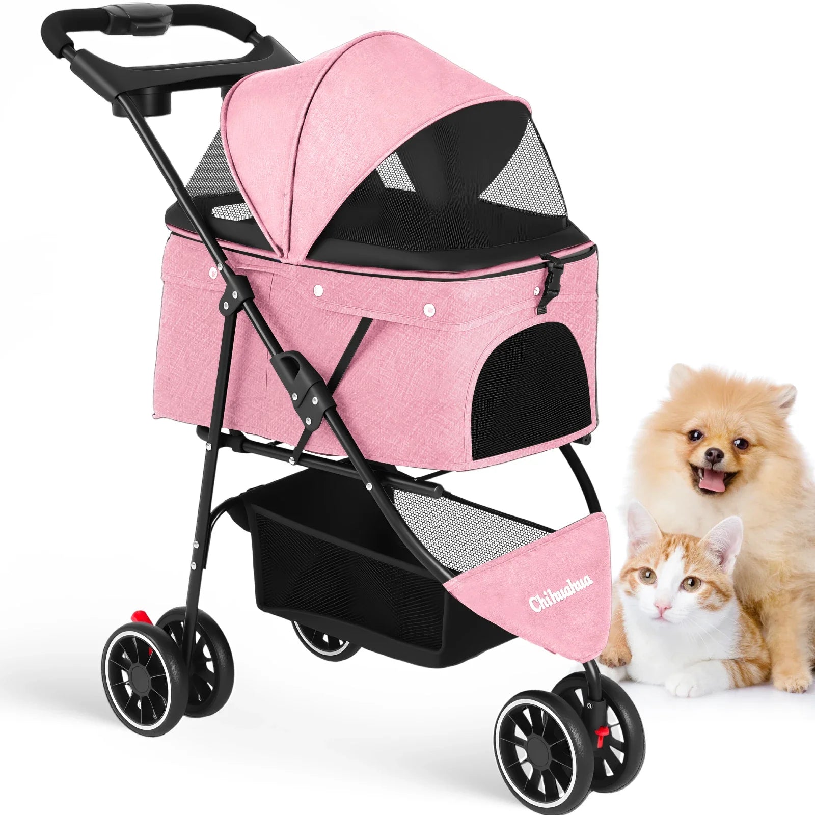 Lightweight Foldable Pet Stroller for Small Dogs and Cats – Water-Resistant Fabric