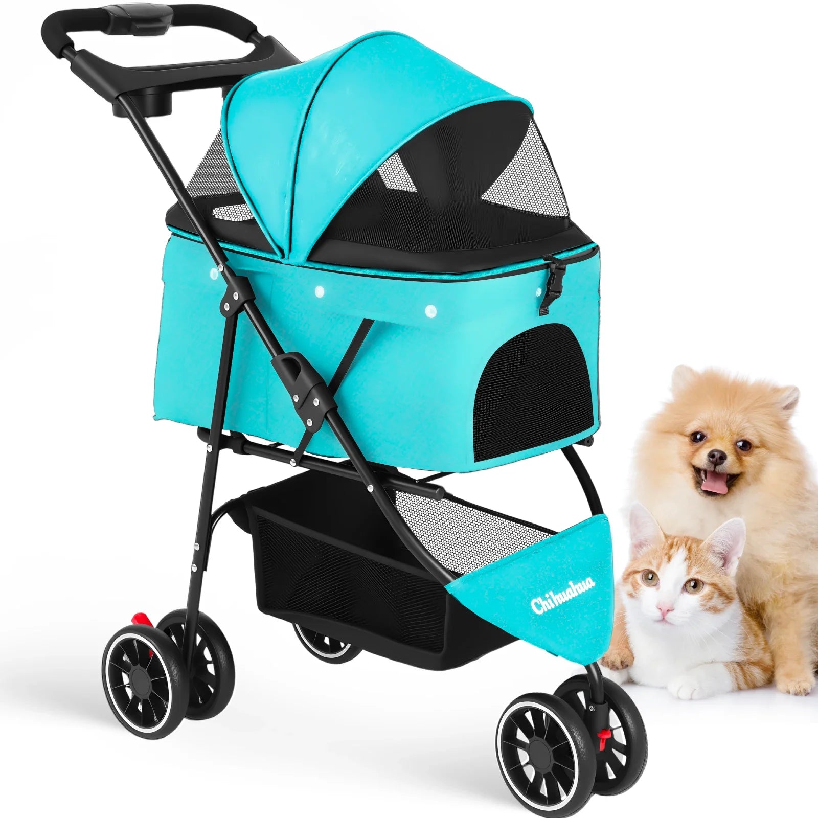 Lightweight Foldable Pet Stroller for Small Dogs and Cats – Water-Resistant Fabric