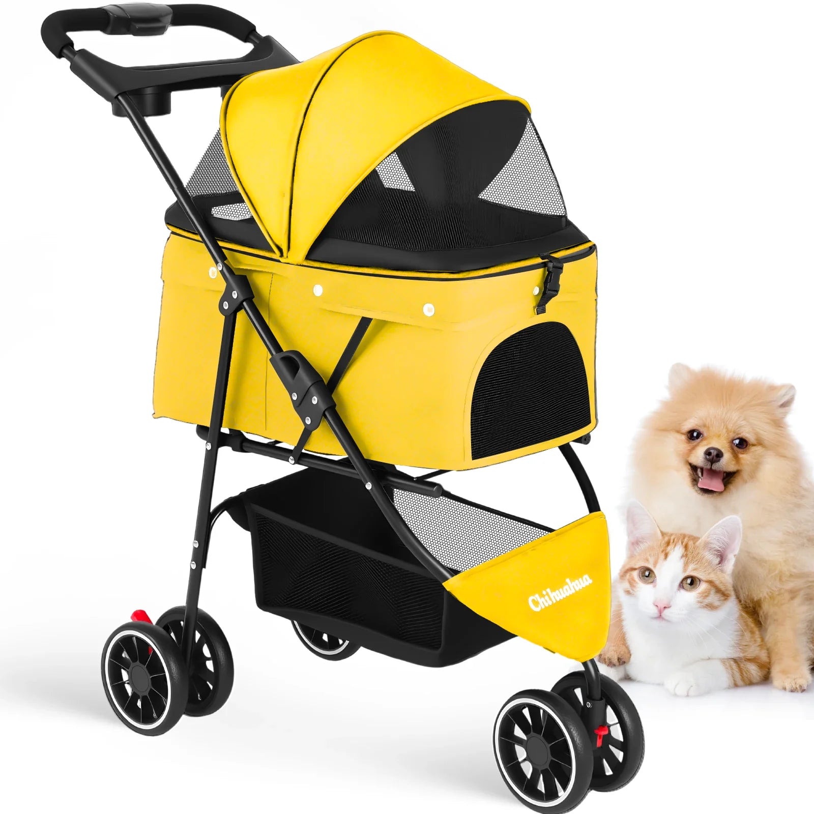 Lightweight Foldable Pet Stroller for Small Dogs and Cats – Water-Resistant Fabric