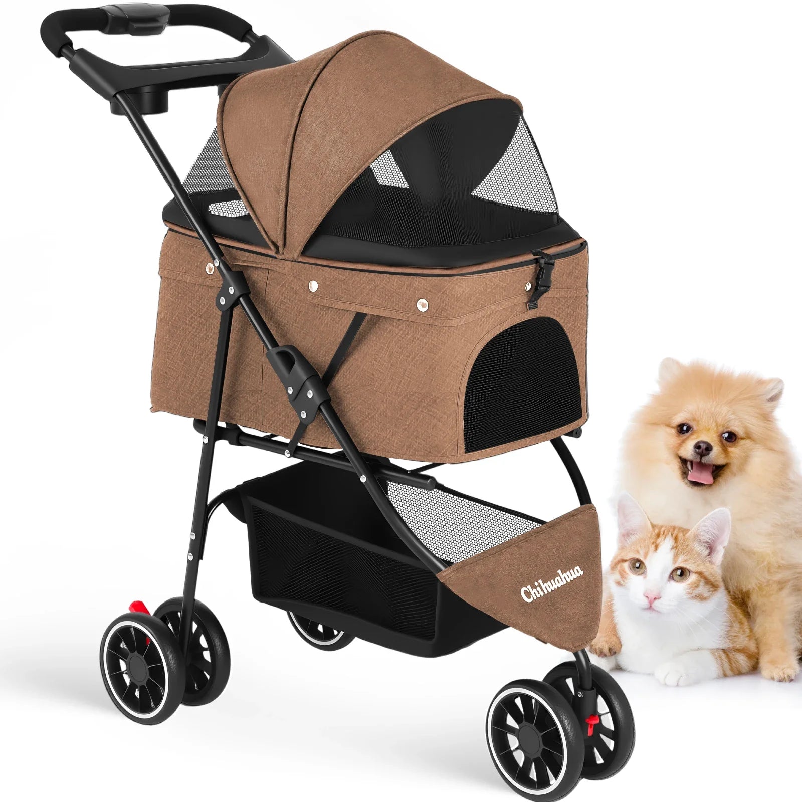 Lightweight Foldable Pet Stroller for Small Dogs and Cats – Water-Resistant Fabric