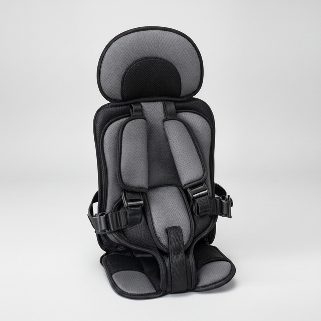 Portable Car Seat Booster with 5-Point Harness – Foldable for Travel