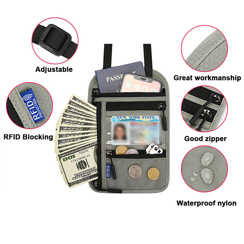 Water-Resistant Travel Pouch | RFID Passport Holder for Secure Storage