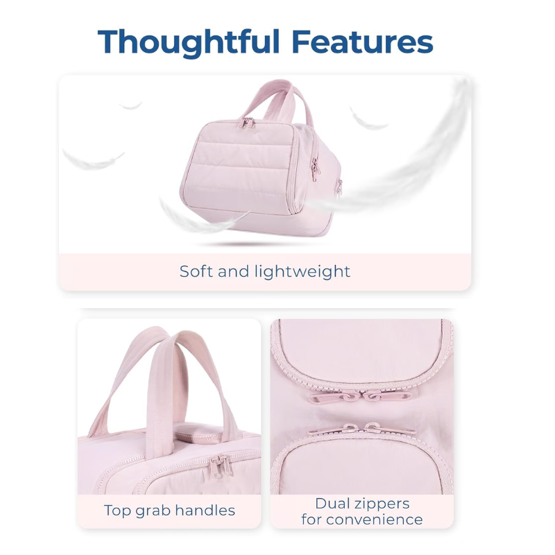 Compact Hanging Toiletry Organizer for Women with Waterproof Lining