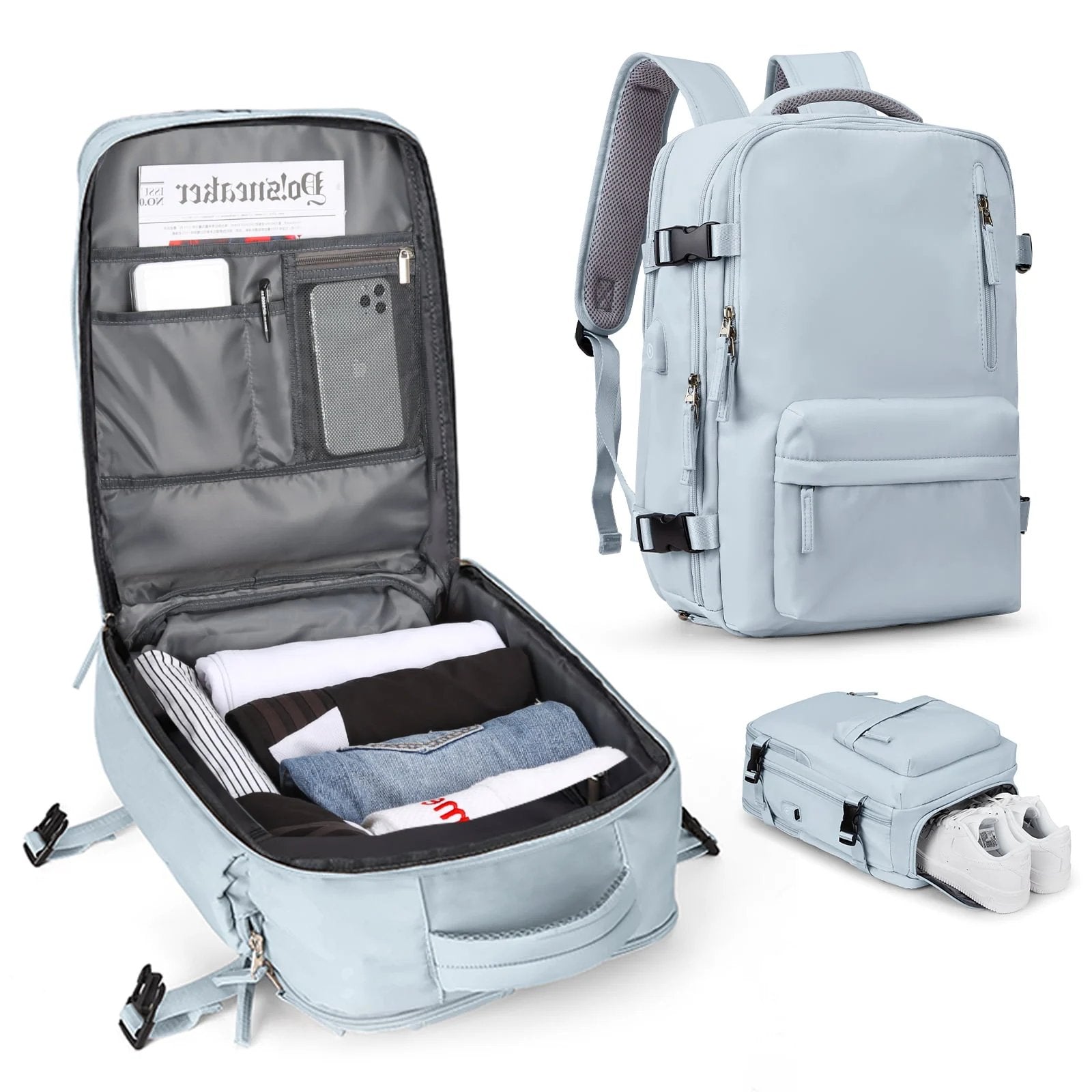Waterproof Women's Travel Backpack with USB Port and Anti-Theft Security