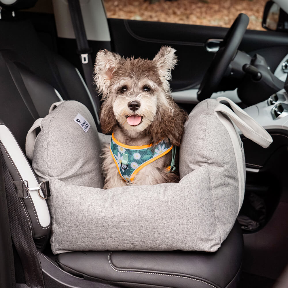 Adjustable Dog Car Seat Bed with Safety Straps for Comfortable Travel