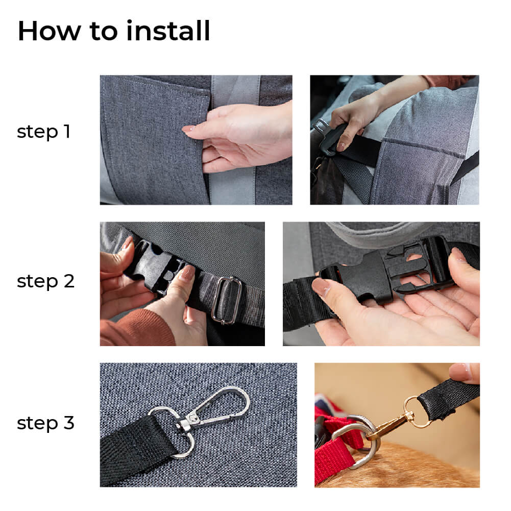 Adjustable Dog Car Seat Bed with Safety Straps for Comfortable Travel