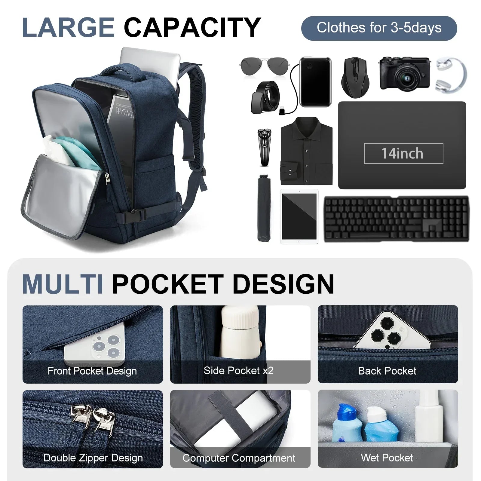 Waterproof Travel Backpack with Laptop Compartment for Active Use
