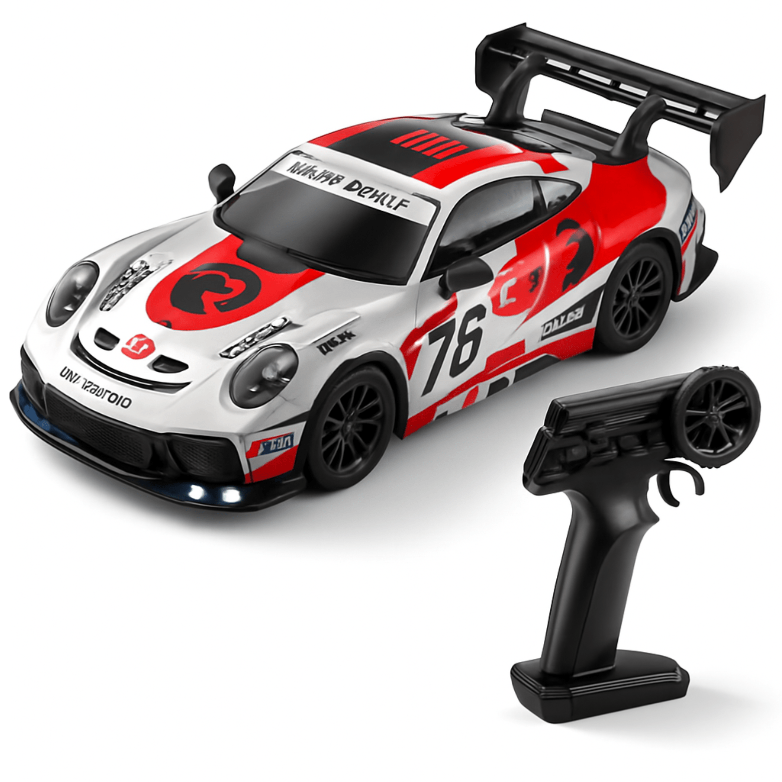 RC Car with High Speed and Drift Modes, 2.4GHz, LED Lights, Interchangeable Tires