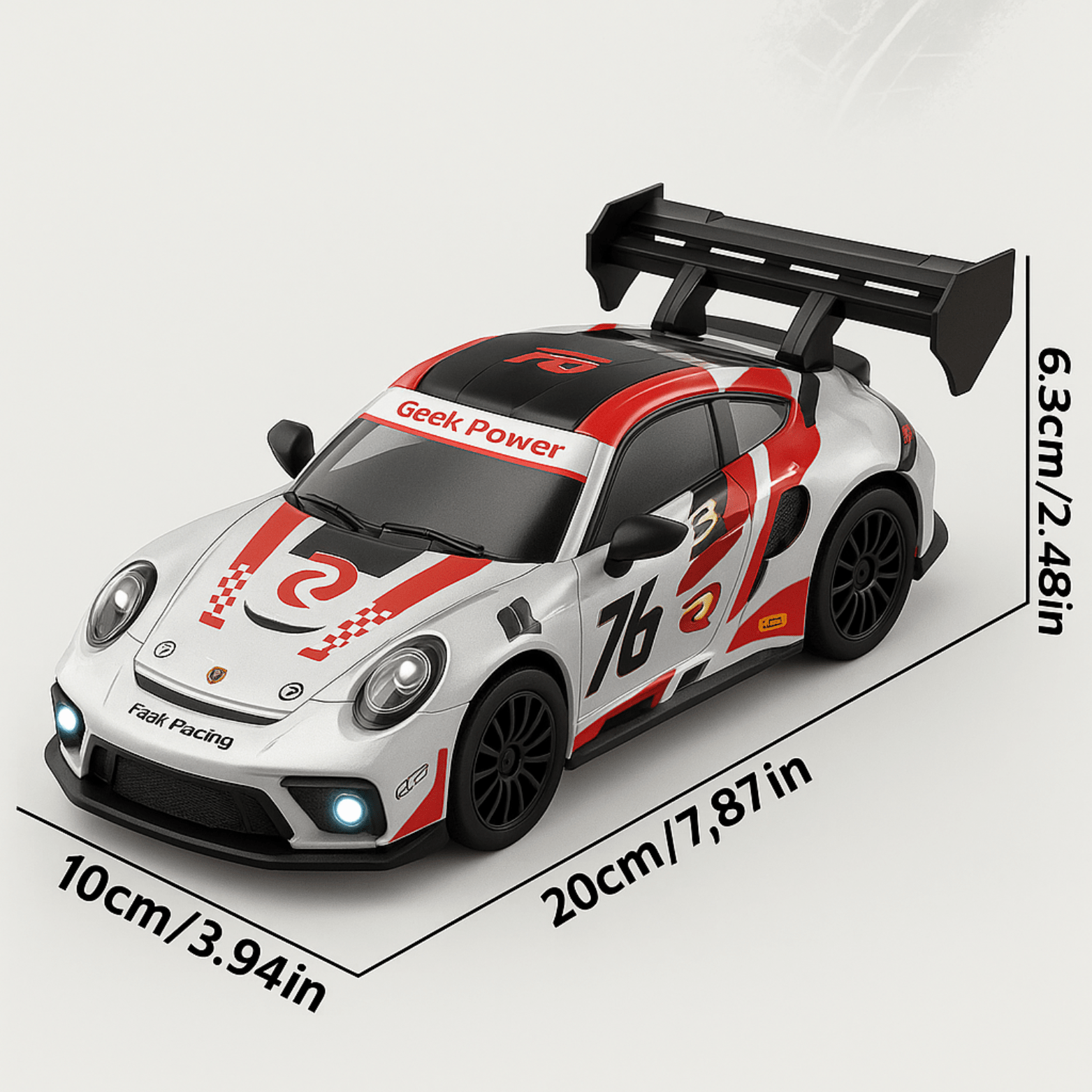 RC Car with High Speed and Drift Modes, 2.4GHz, LED Lights, Interchangeable Tires