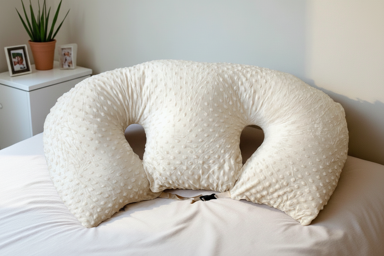 Ergonomic Twin Nursing Pillow for Tandem Feeding with Washable Cover