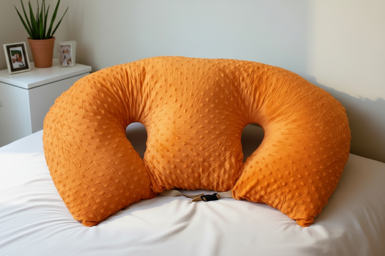 Ergonomic Twin Nursing Pillow for Tandem Feeding with Washable Cover