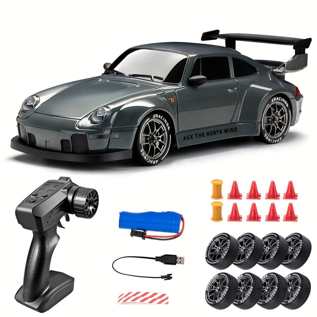 Flash Racer 4WD Remote-Controlled Car with LED Wheels - 1:24 Scale