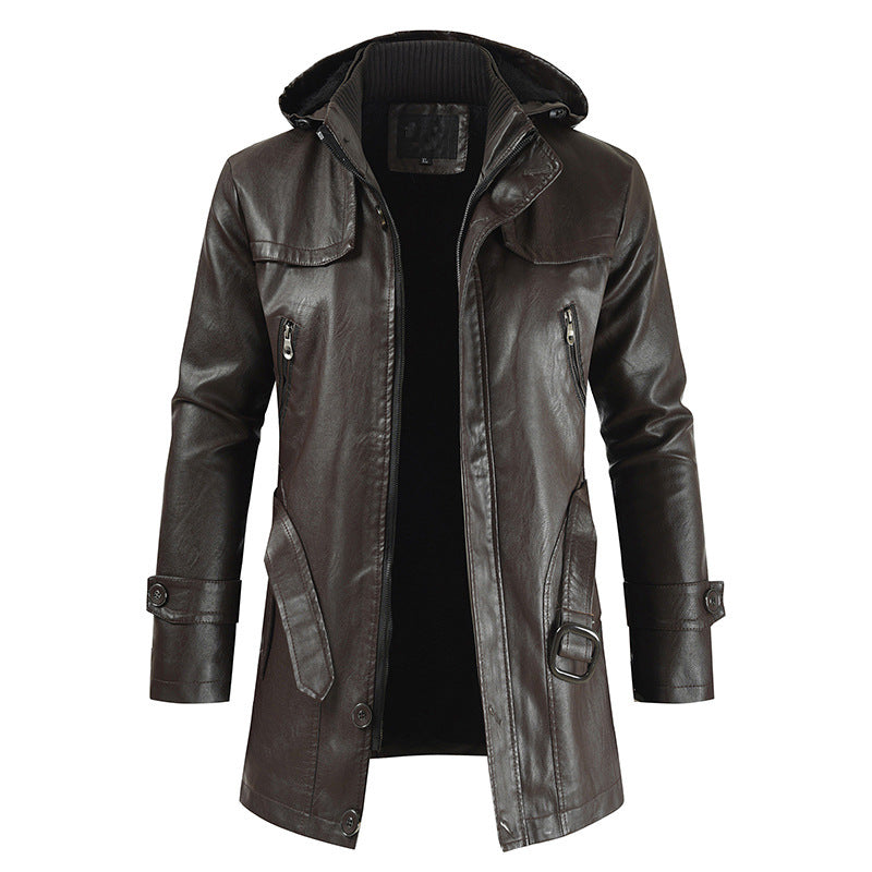 Chic Leather Winter Coat with Stylish Double Collar