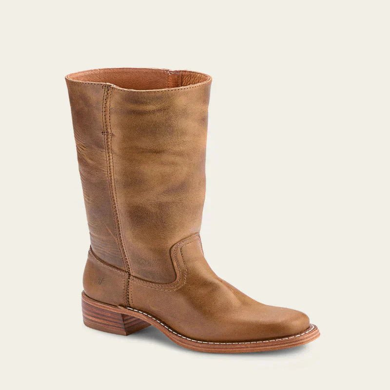LuxeStep Women's Classic Block Heel Leather Boots
