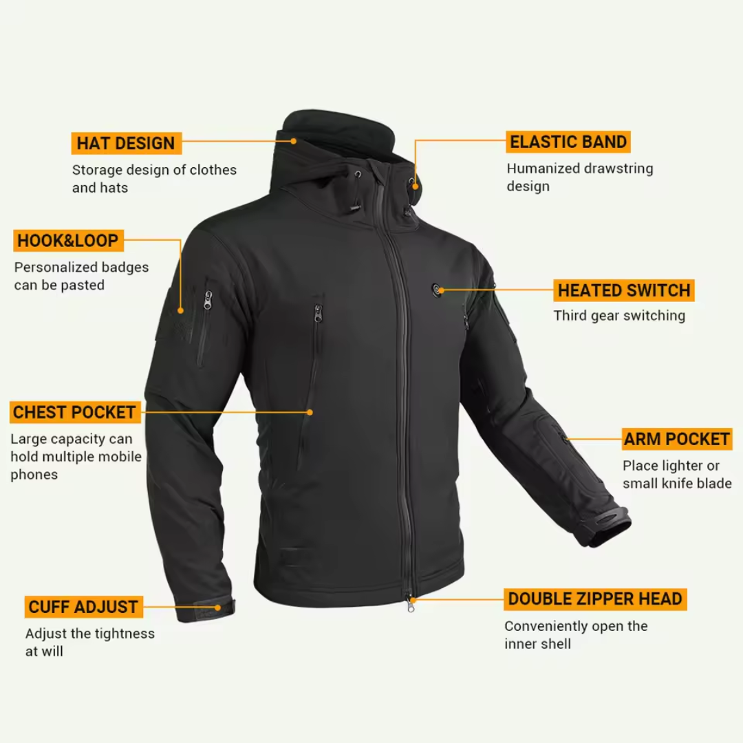 USB Heated Hooded Jacket - Electric Thermal Coat
