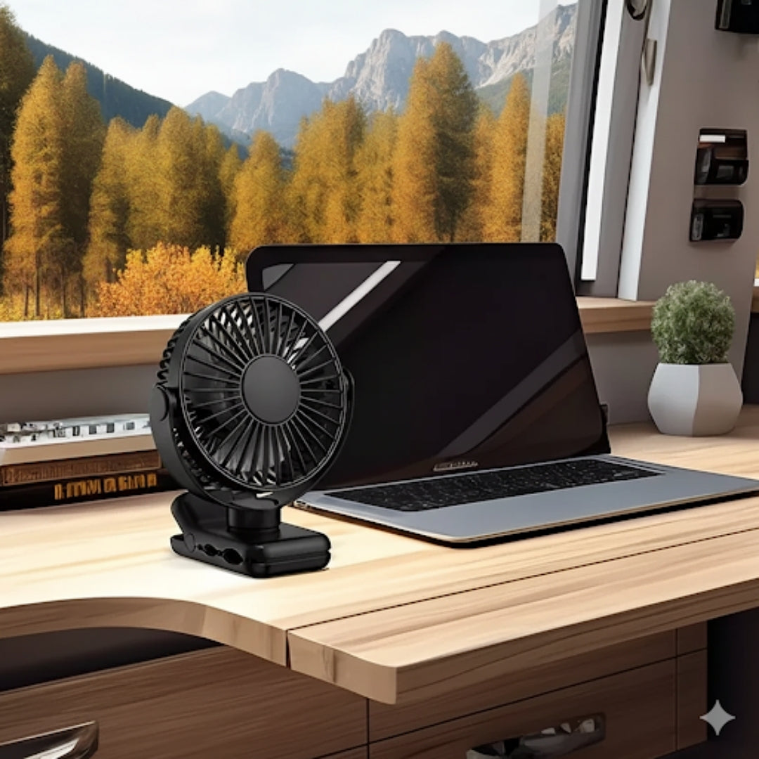 Compact USB Fan – Silent Air Circulator for Home & Office with Extended Battery