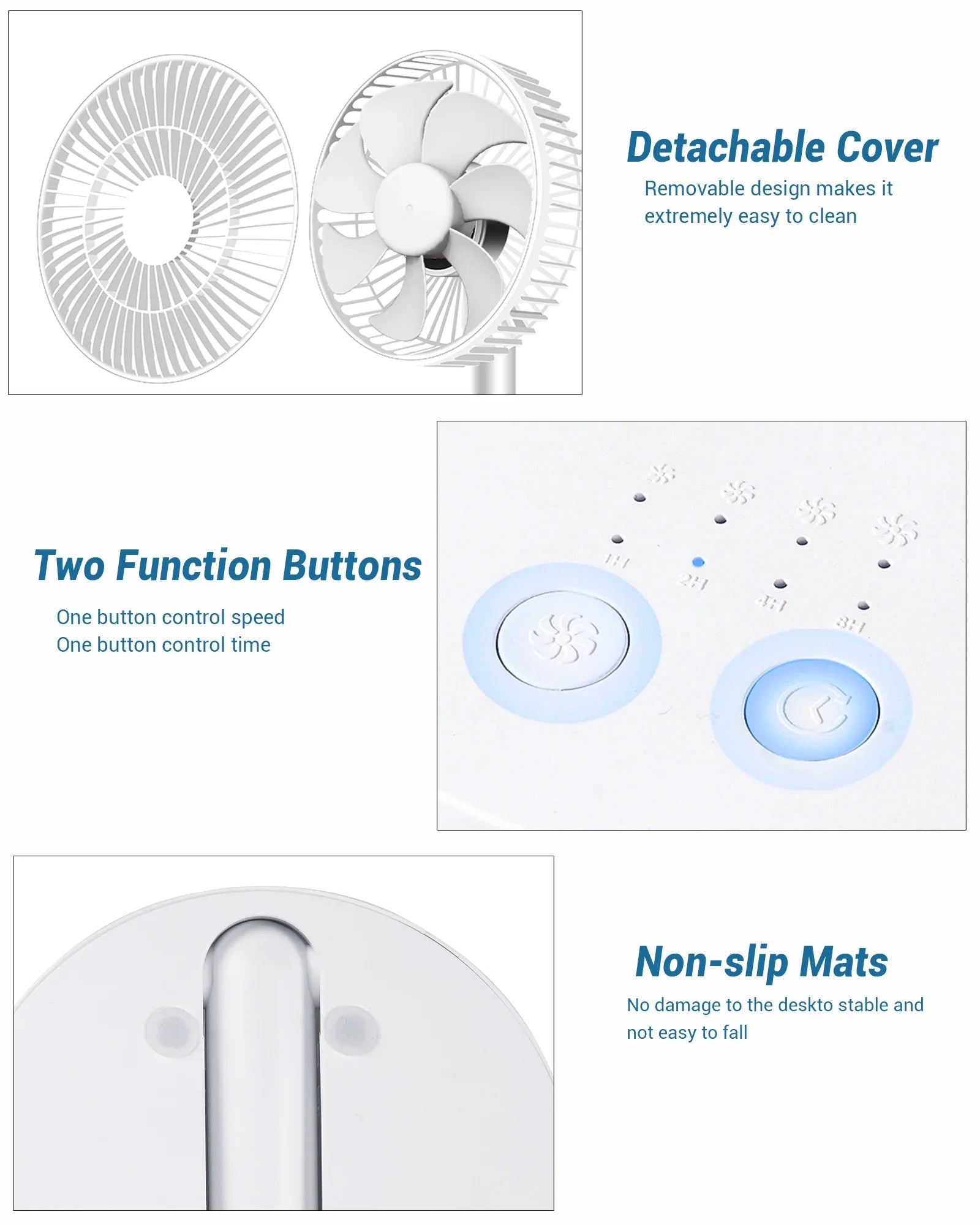 Compact USB Fan for Table Use – Small Size with 4 Speed Settings
