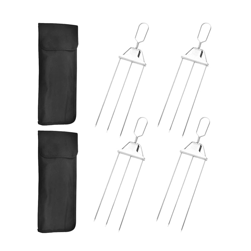 Stainless Steel Kebab Skewers with Triple Prong Design for BBQ Cooking