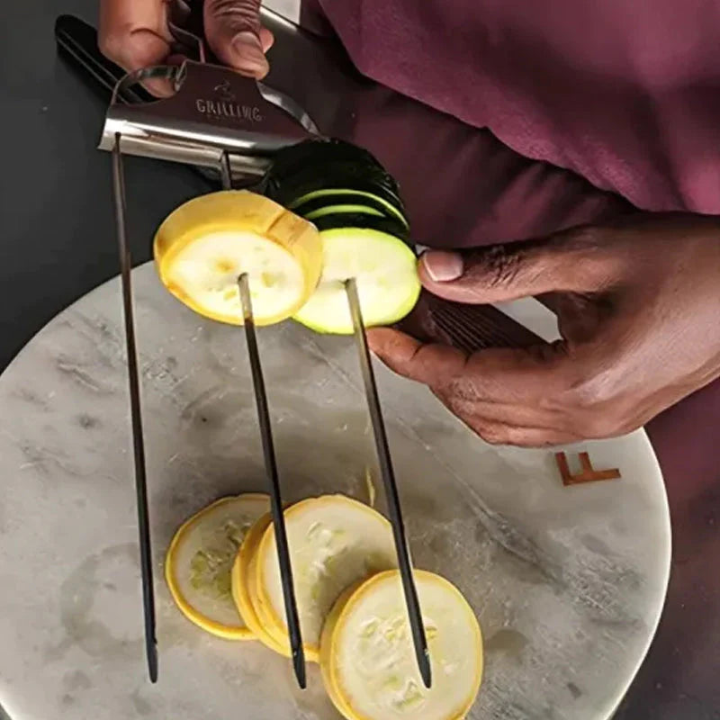 Stainless Steel Kebab Skewers with Triple Prong Design for BBQ Cooking
