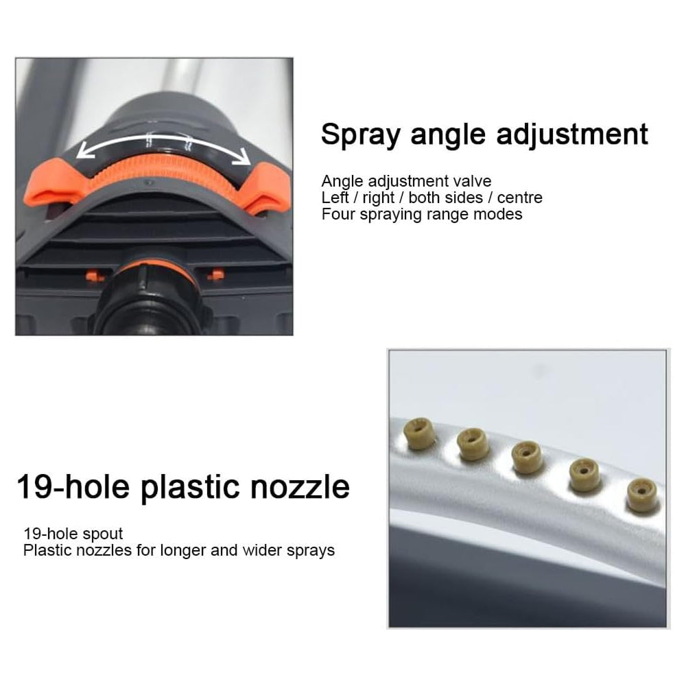 Lawn Oscillating Sprinkler with 19 Nozzles and 4 Spray Settings - Covers 279-418m²