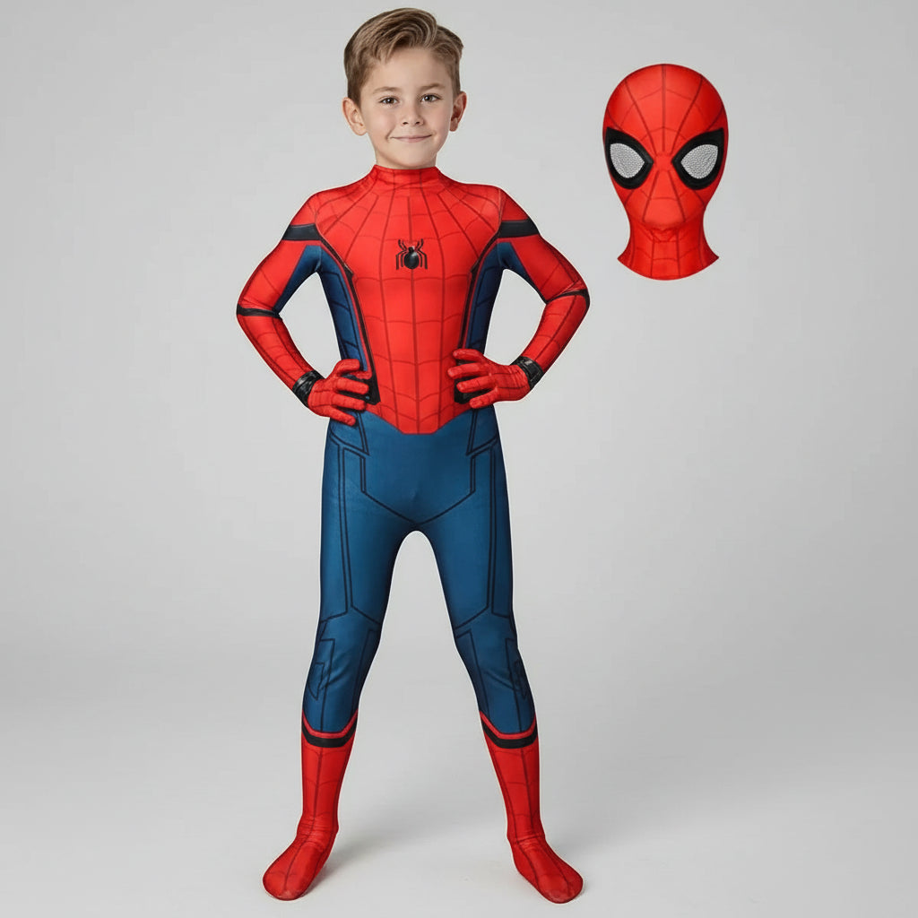 Dynamic Kids Superhero Outfit with Mask for Halloween Fun