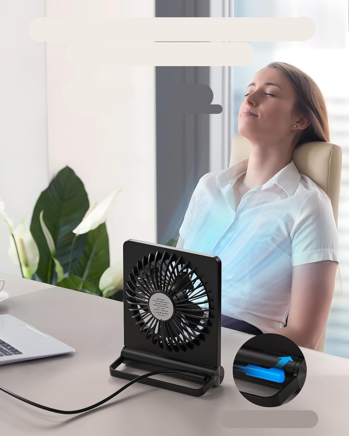 Compact Table Fan with Adjustable Tilt – Quiet Small Desk Air Circulator
