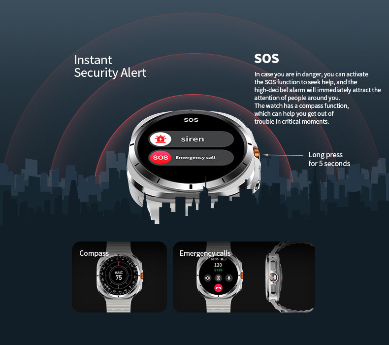 Bluetooth Fitness Tracker Smartwatch with Compass and ChatGPT Access