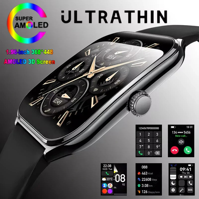 1.96-Inch AMOLED Slim Smartwatch with Heart Rate, Sleep Tracking & 70+ Sports Modes - IP67, Bluetooth 5.4