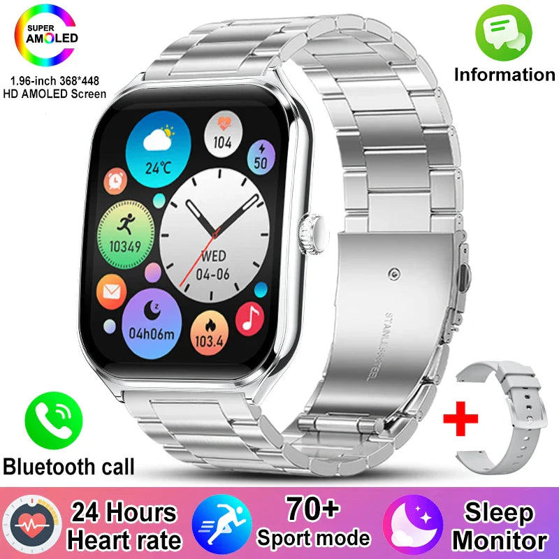 1.96-Inch AMOLED Slim Smartwatch with Heart Rate, Sleep Tracking & 70+ Sports Modes - IP67, Bluetooth 5.4
